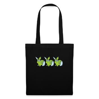 Earth Day Cute Rabbit loves Planet World - Stoffbeutel - Schwarz - Vorne