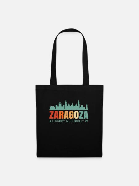 Saragossa Spanien Skyline - Stoffbeutel - Schwarz
