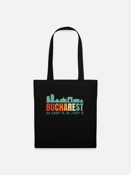 Bukarest Bukarest Rumänien Skyline - Stoffbeutel - Schwarz