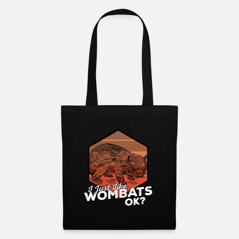 Wombat Wombats Plumbeutler Geschenk - Stoffbeutel - Schwarz