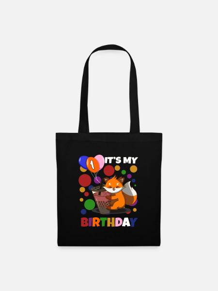 1. Geburtstag Fuchs - Stoffbeutel - Schwarz