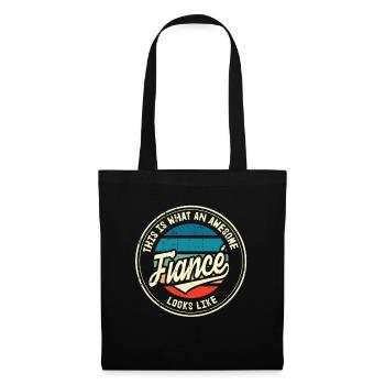 Verlobter Bester Hochzeitsantrag Retro Geschenk - Stoffbeutel - Schwarz - Vorne