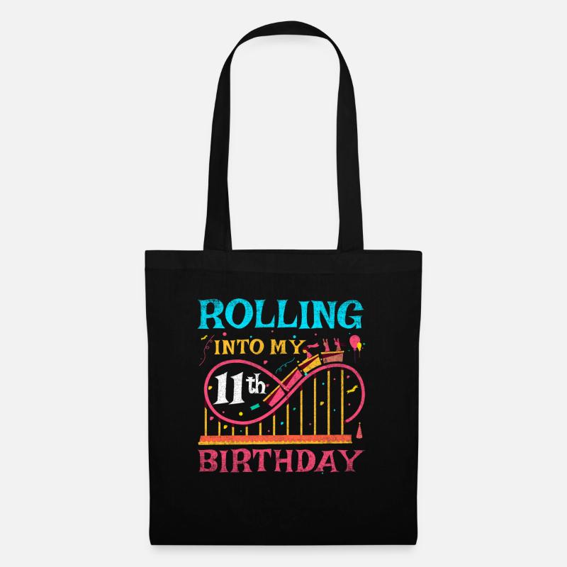Roller Coaster Kid - Rolling Into My 11th Birthday - Stoffbeutel - Schwarz
