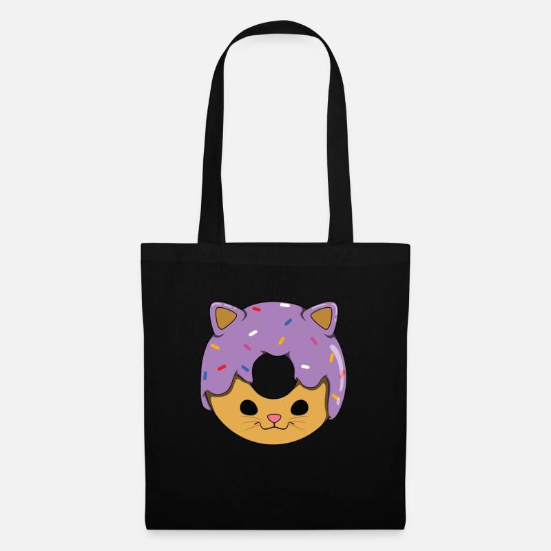 Katze Donut - Stoffbeutel - Schwarz