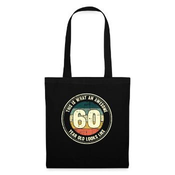60th birthday so you see with 60 retro gift - Tote Bag - black - Front