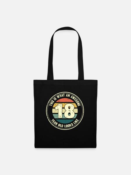 18. Geburtstag so sieht man mit 18 Retro Geschenk - Stoffbeutel - Schwarz