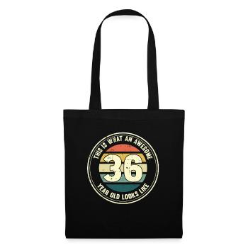 36e anniversaire pour que vous voyiez avec 36 cadeaux rétro - Sac en tissu - noir - Devant