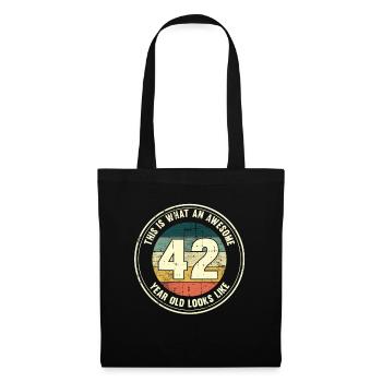 42e anniversaire pour que vous voyiez avec 42 cadeaux rétro - Sac en tissu - noir - Devant