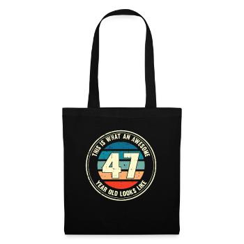 47. Geburtstag so sieht man mit 47 Retro Geschenk - Stoffbeutel - Schwarz - Vorne