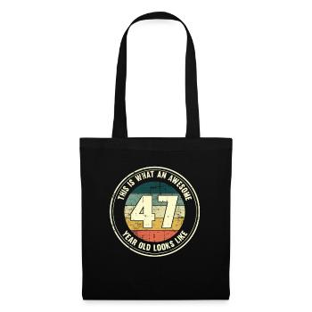 47. Geburtstag so sieht man mit 47 Retro Geschenk - Stoffbeutel - Schwarz - Vorne