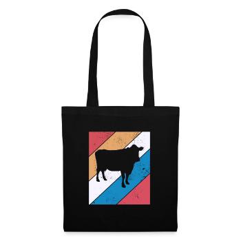 Kuh Retro Muh Landwirt Milch Bauernhof Geschenk - Stoffbeutel - Schwarz - Vorne