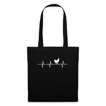 Chicken Heartbeat Rooster Pulse Farmer Chickens Gift - Tote Bag - black - Front