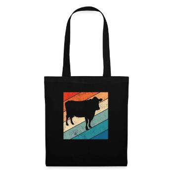Kuh Retro Muh Landwirt Milch Bauernhof Geschenk - Stoffbeutel - Schwarz - Vorne