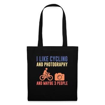 I Like Cycling and Photography Funny Quote - Tote Bag - black - Front