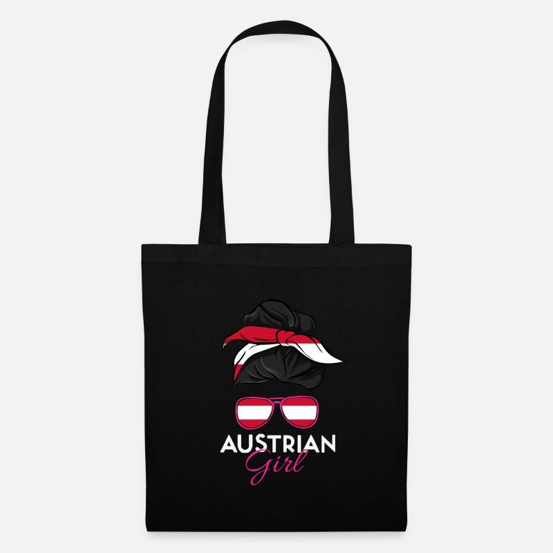 Österreichisches Mädchen - Stoffbeutel - Schwarz