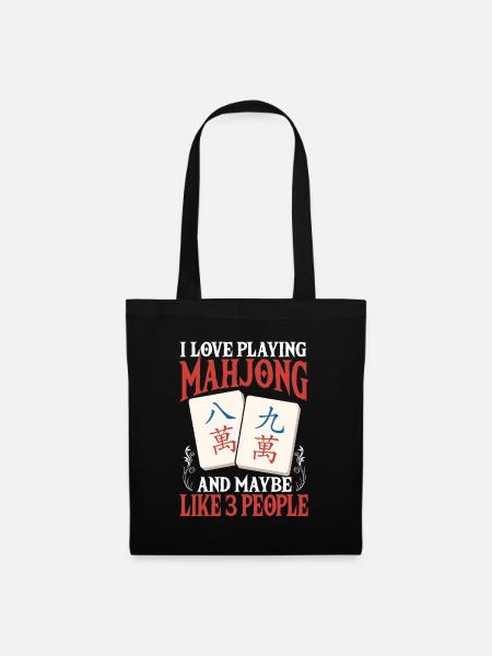 Geschenk für Mahjong Fans - Stoffbeutel - Schwarz