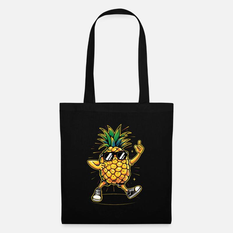 Ananas - Stoffbeutel - Schwarz