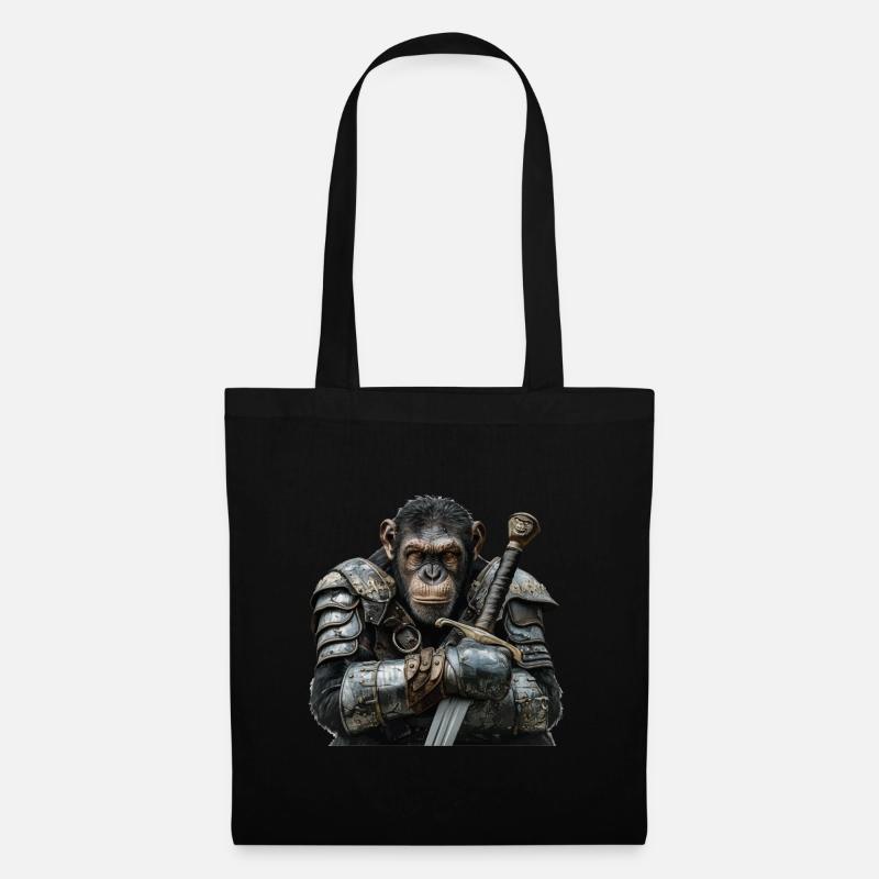 Chimpanse Ritter Mittelalter - Stoffbeutel - Schwarz
