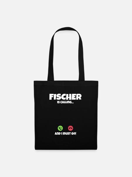 FIscher is Calling Familie Geschenkidee - Stoffbeutel - Schwarz