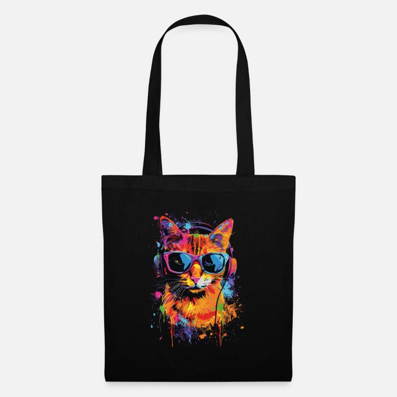 Katze - Stoffbeutel - Schwarz