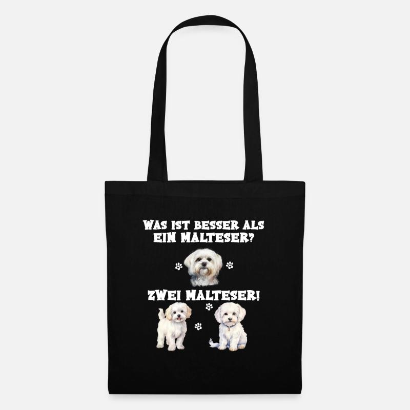 Was ist besser als ein Malteser zwei Malteser - Stoffbeutel - Schwarz