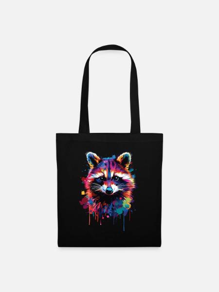 Waschbär - Stoffbeutel - Schwarz