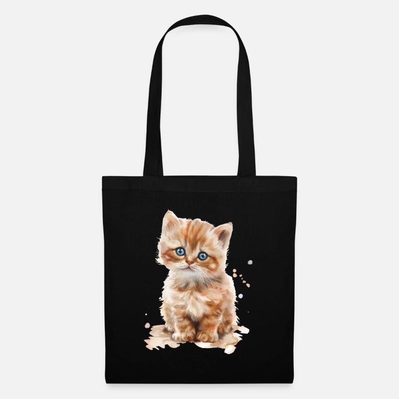 Katze - Stoffbeutel - Schwarz