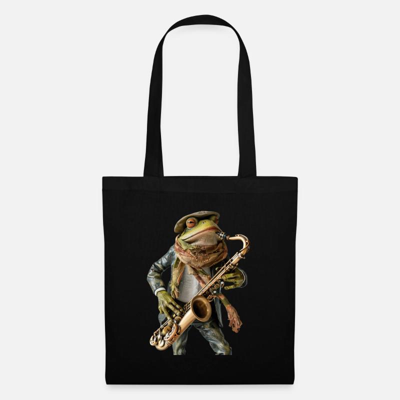 Frosch Saxophon - Stoffbeutel - Schwarz