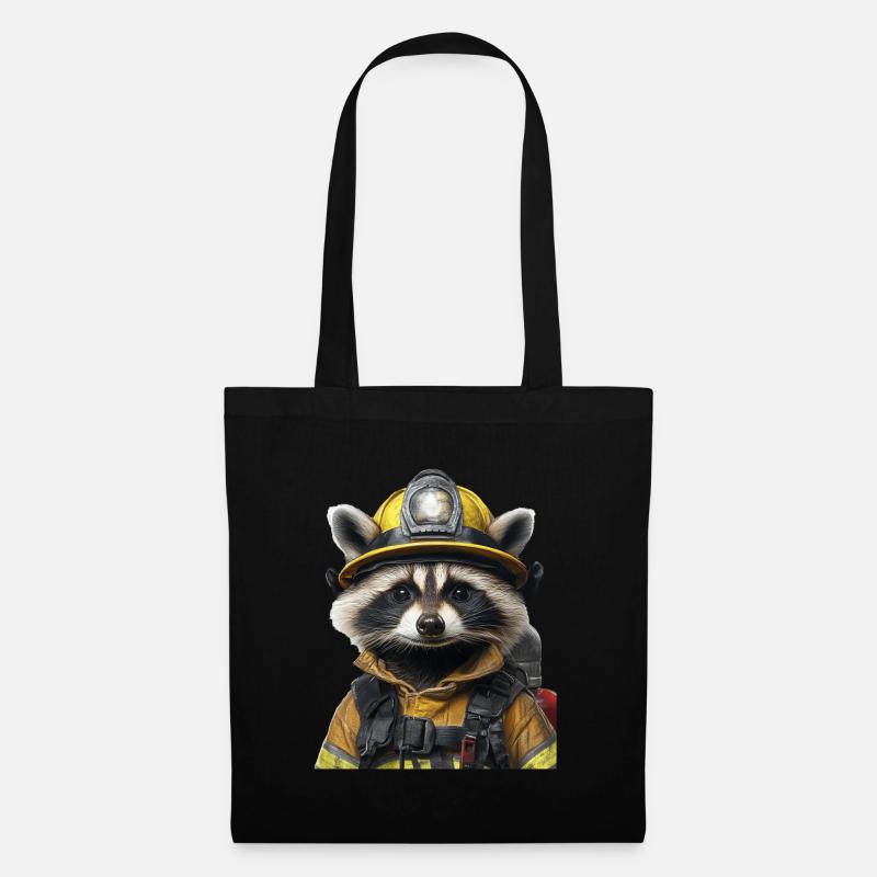 Waschbär - Stoffbeutel - Schwarz