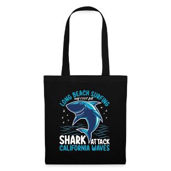 Long Beach Surfing Shark Attack California Waves - Stoffbeutel - Schwarz - Vorne