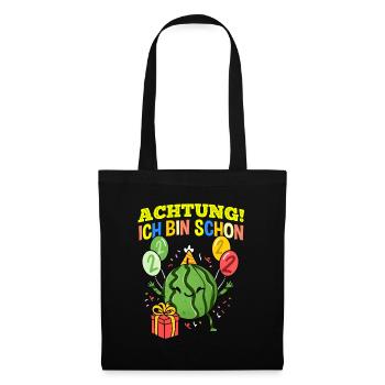 Achtung Ich Bin Schon 2 Geburtstag Wassermelone - Stoffbeutel - Schwarz - Vorne