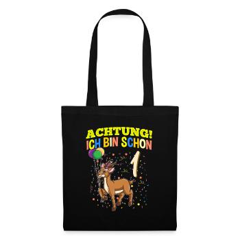 Achtung Ich Bin Schon 1 Geburtstag Gazelle - Stoffbeutel - Schwarz - Vorne