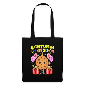 Achtung Ich Bin Schon 1 Geburtstag Cookie - Stoffbeutel - Schwarz - Vorne