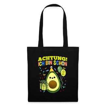 Achtung Ich Bin Schon 2 Geburtstag Avocado - Stoffbeutel - Schwarz - Vorne