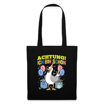 Achtung Ich Bin Schon 1 Geburtstag Möwe - Stoffbeutel - Schwarz - Vorne