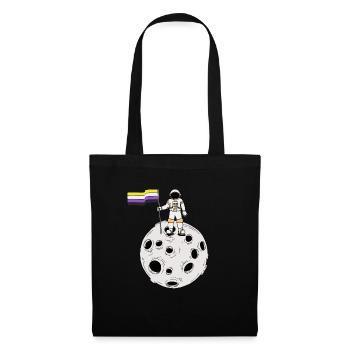 Nonbinary-Astronaut auf dem Mond Nonbinary-Flagge - Stoffbeutel - Schwarz - Vorne