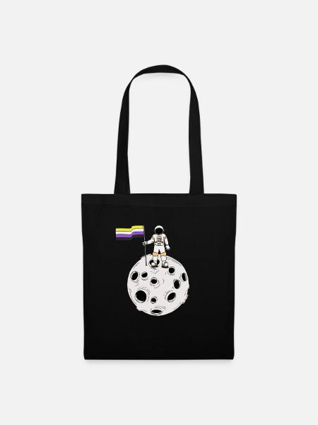 Nonbinary-Astronaut auf dem Mond Nonbinary-Flagge - Stoffbeutel - Schwarz