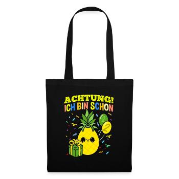 Achtung Ich Bin Schon 2 Geburtstag Ananas - Stoffbeutel - Schwarz - Vorne