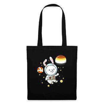 Hase im Weltraum Gay Bear Pride - Stoffbeutel - Schwarz - Vorne