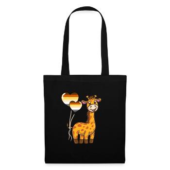 Giraffe Herzballon Gay Bear Pride - Stoffbeutel - Schwarz - Vorne