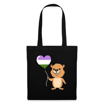 Beaver Heart Balloon Genderqueer Pride - Tote Bag - black - Front