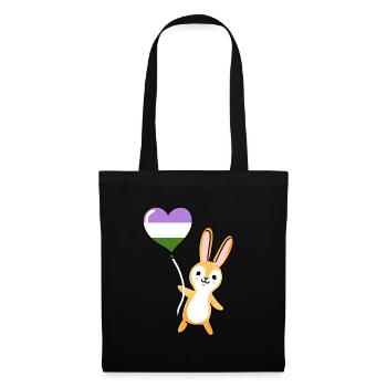 Rabbit Heart Balloon Genderqueer Pride - Tote Bag - black - Front