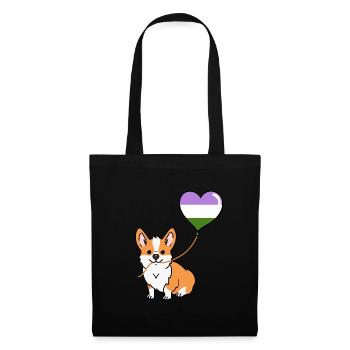Corgi avec ballon Genderqueer - Sac en tissu - noir - Devant
