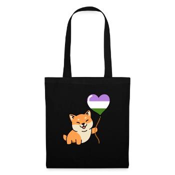 Shiba Inu Genderqueer Pride Heart Balloon - Tote Bag - black - Front