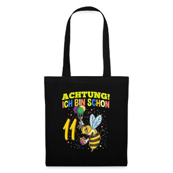 Achtung Ich Bin Schon 11 Tier Geburtstag Wespe - Stoffbeutel - Schwarz - Vorne