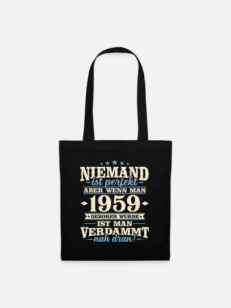 Jahrgang 1959 geboren Geburtstag Geburtstagsspruch - Stoffbeutel - Schwarz