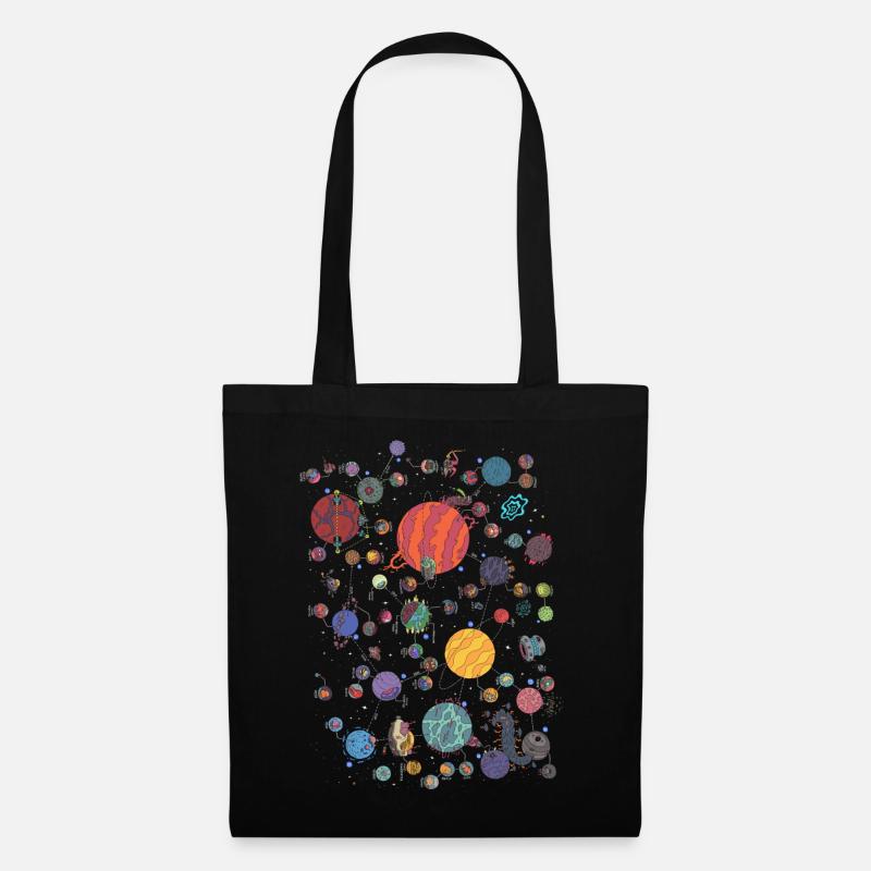 Space Planet Galaxie Grafik - Stoffbeutel - Schwarz
