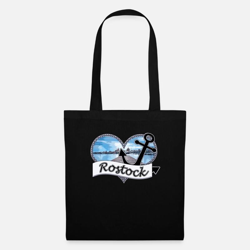 Rostocker Schriftzug mit Anker | Yolo-Artwork - Stoffbeutel - Schwarz