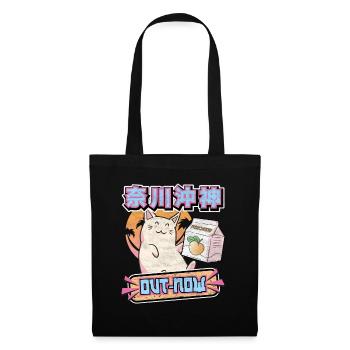 Vaporwave Otaku Chat Peach Japan Cat Retrowave - Sac en tissu - noir - Devant