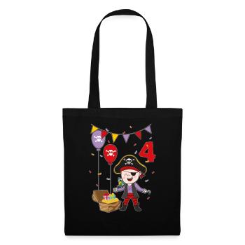 4 years pirate kids birthday kids fun gift - Tote Bag - black - Front